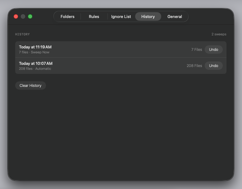 Move history with undo buttons